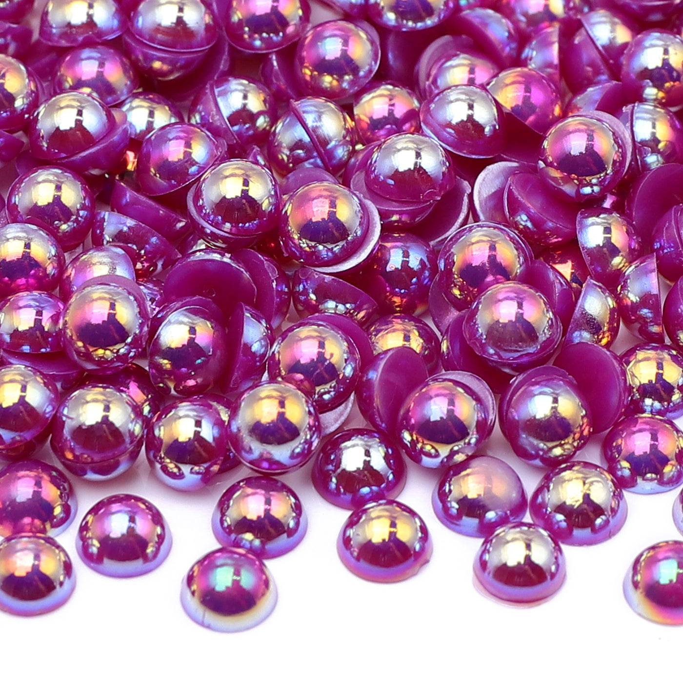 Dark Purple AB Resin Flat Back Pearls Multi Sizes