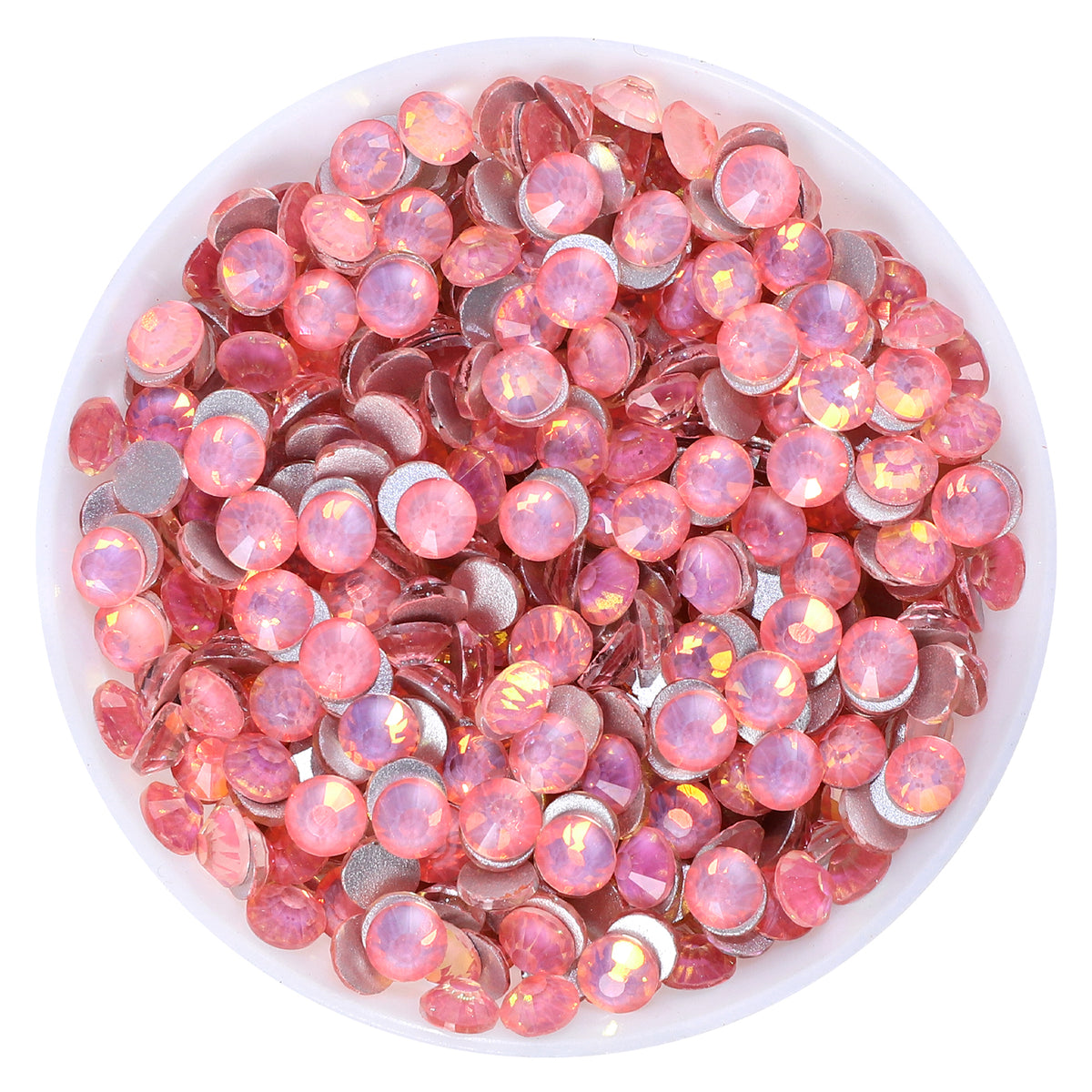 Flashing Rose Pink Glass FlatBack Rhinestones Silver Back WholesaleRhinestone