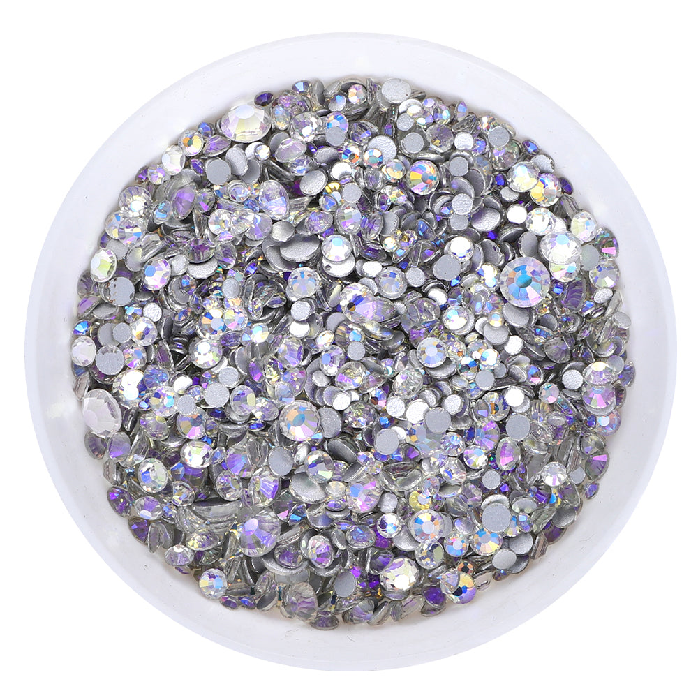 Mixed Sizes Starry Sky Glass FlatBack Rhinestones For Nail Art Silver Back