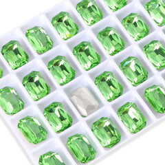 Peridot Thin Octagon Shape High Quality Glass Pointed Back Fancy Rhinestones