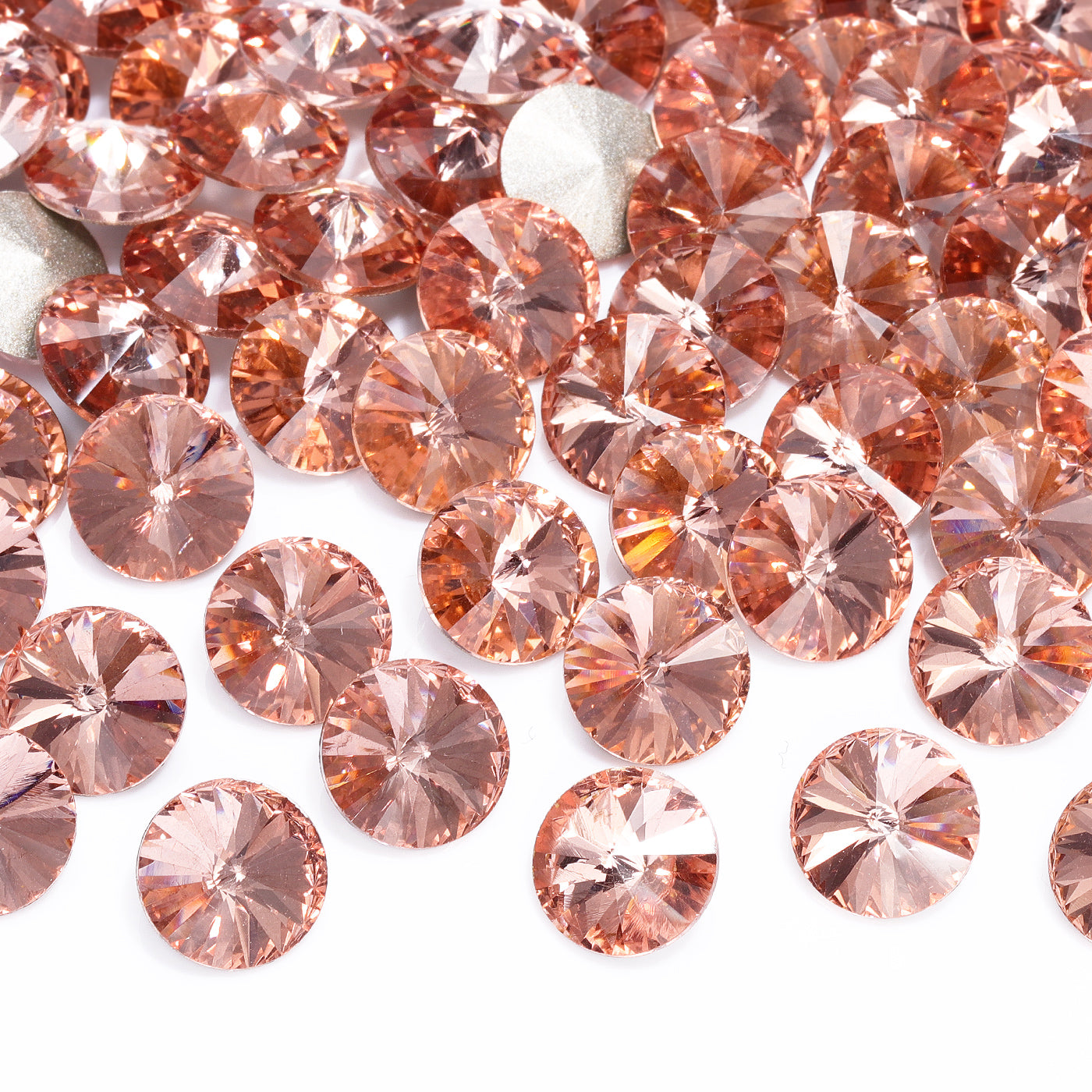 Light Peach Rivoli Shape High Quality Glass Pointed Back Fancy Rhinestones