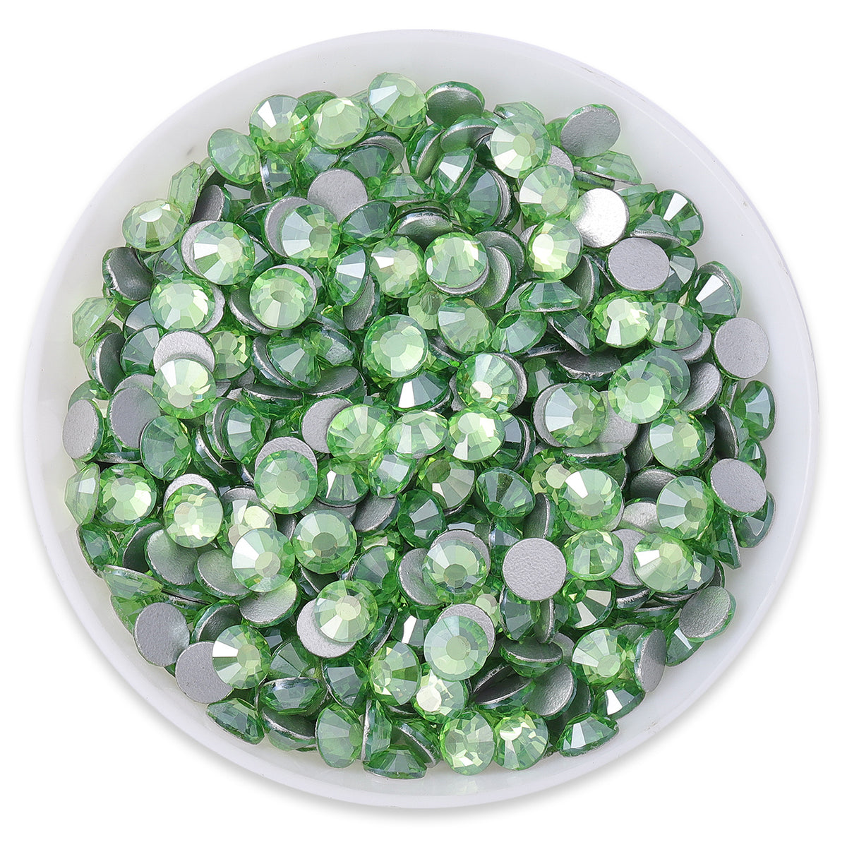 Star Peridot Glass FlatBack Rhinestones Silver Back