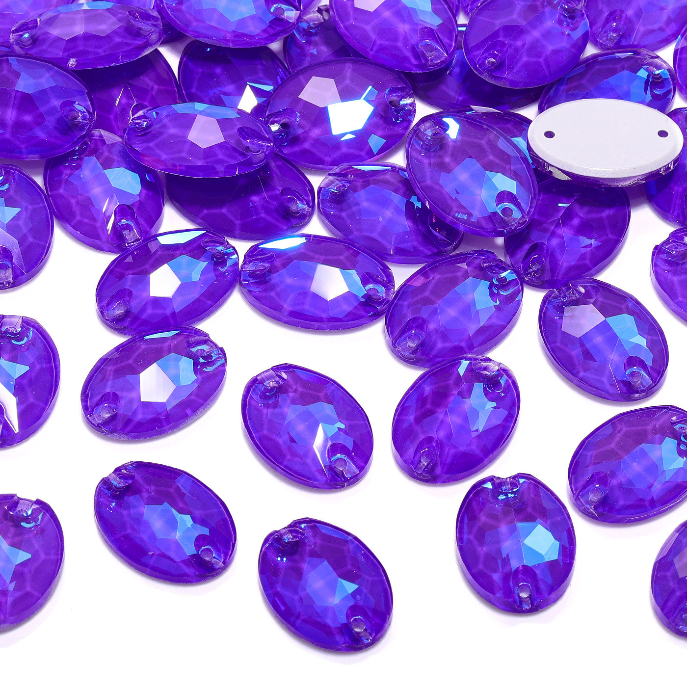 Electric Neon Violet Oval Shape High Quality Glass Sew-on Rhinestones