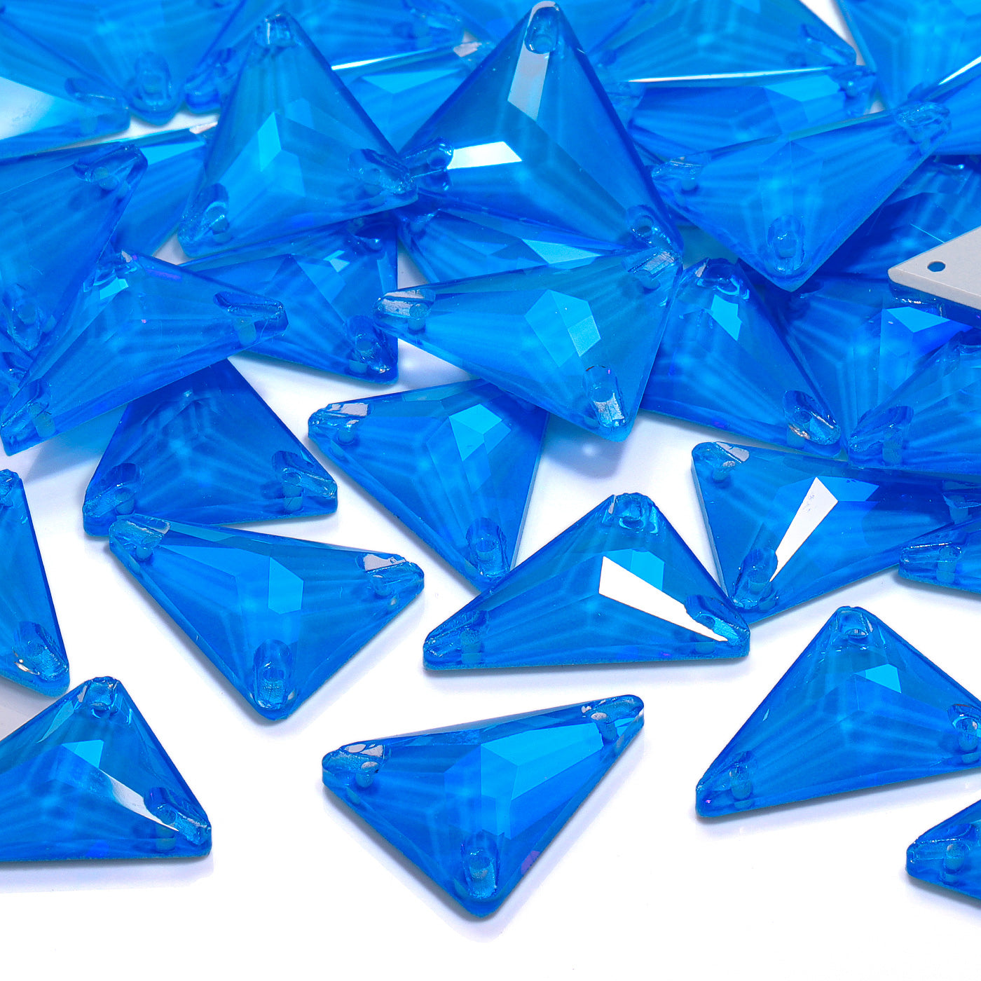 Electric Neon Blue Slim Triangle Shape High Quality Glass Sew-on Rhinestones