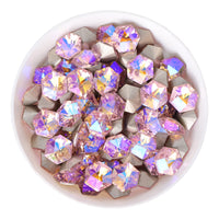 Pink AB Hexagon kaleidoscope Shape Glass Pointed Back Fancy Rhinestones WholesaleRhinestone