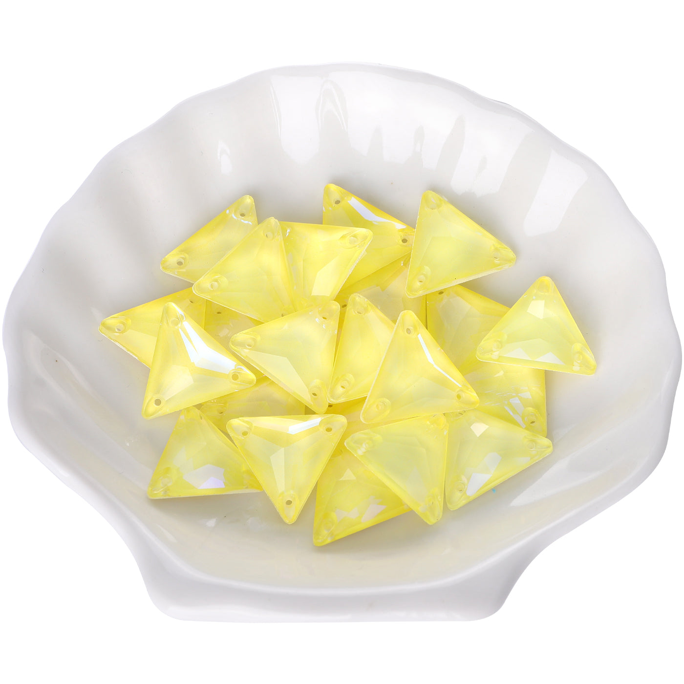 Electric Neon Light Topaz Triangle Shape High Quality Glass Sew-on Rhinestones