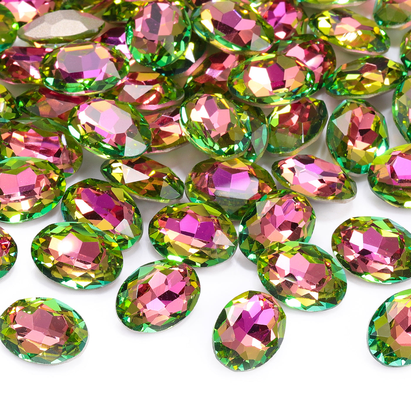 Vitrail Rose Oval Shape High Quality Glass Pointed Back Fancy Rhinestones