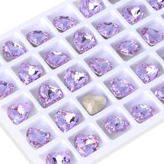 Violet Heart Shape High Quality Glass Pointed Back Fancy Rhinestones