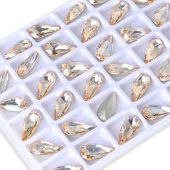 Golden Shadow Teardrop Shape High Quality Glass Pointed Back Fancy Rhinestones WholesaleRhinestone