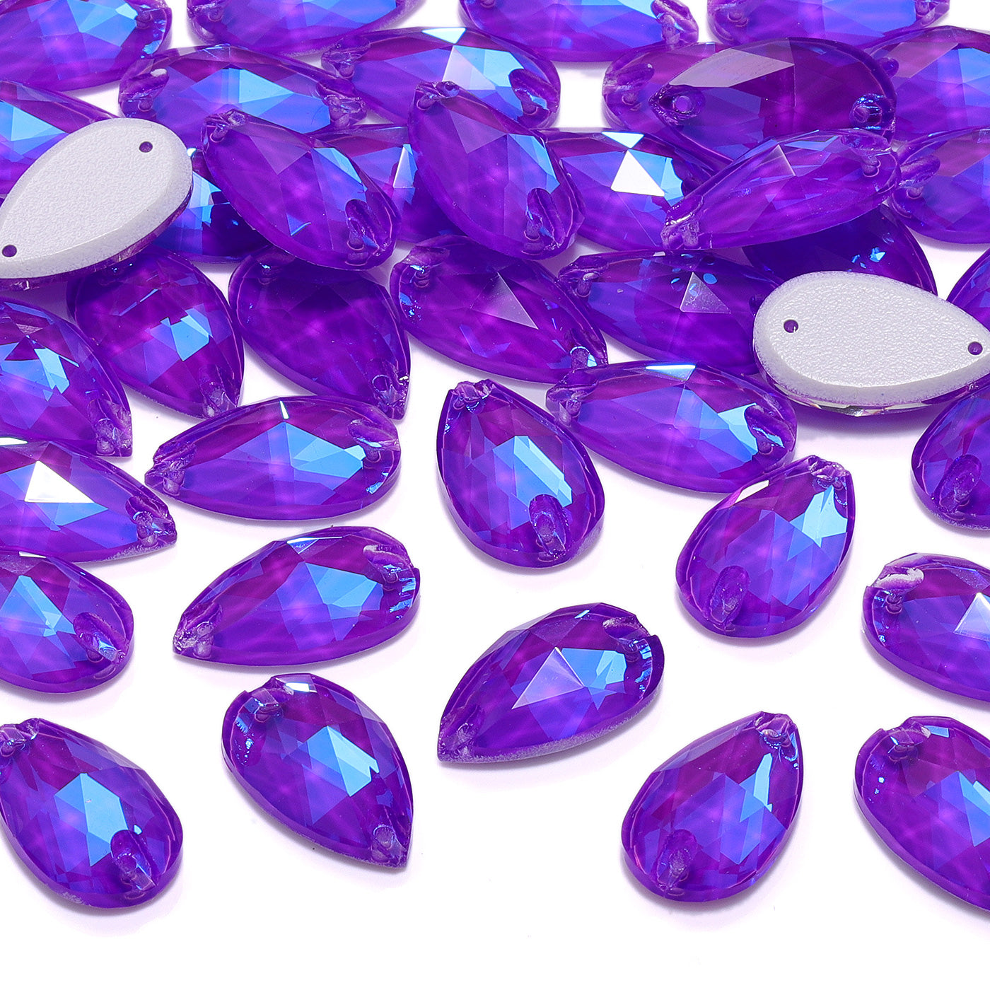 Electric Neon Violet Drop Shape High Quality Glass Sew-on Rhinestones