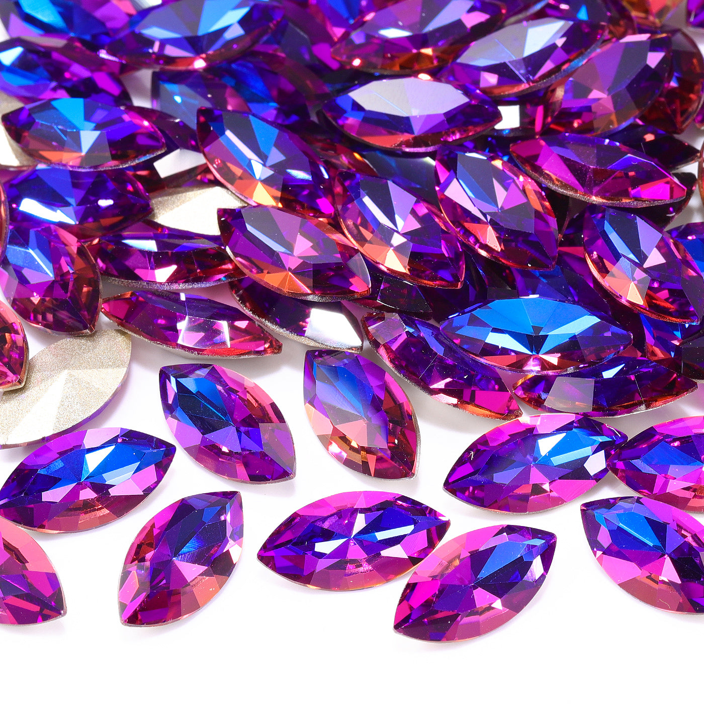 Violet Blue Navette Shape High Quality Glass Pointed Back Fancy Rhinestones