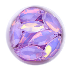 Lavender AM Diamond Leaf Shape High Quality Glass Sew-on Rhinestones