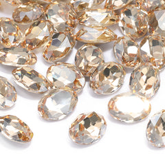 Golden Shadow Oval Shape High Quality Glass Pointed Back Fancy Rhinestones