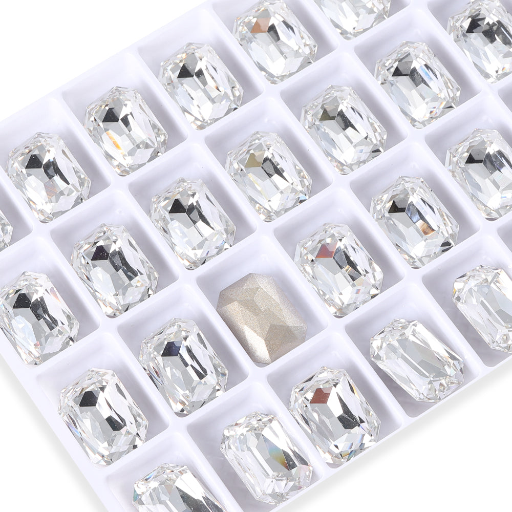 Crystal Thin Octagon Shape High Quality Glass Pointed Back Fancy Rhinestones