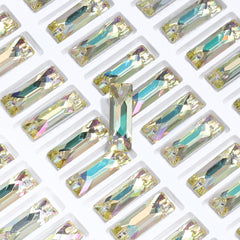 Luminous Green Cosmic Baguette Shape High Quality Glass Sew-on Rhinestones