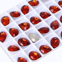 Tangerine Pear Shape High Quality Glass Pointed Back Fancy Rhinestones