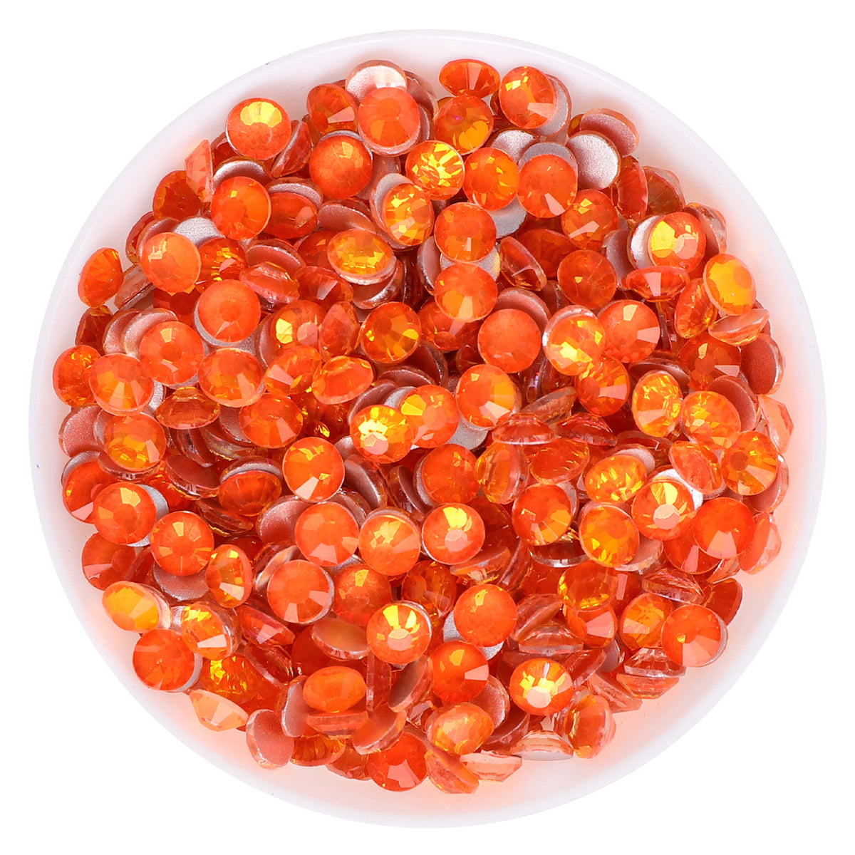 Flashing Bright Orange Glass FlatBack Rhinestones Silver Back