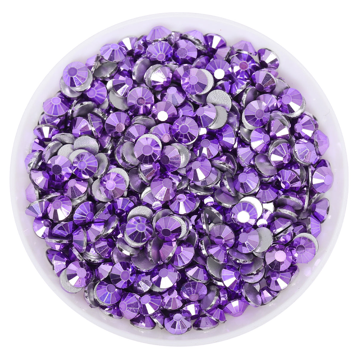 Metallic Light Violet Glass FlatBack Rhinestones Silver Back