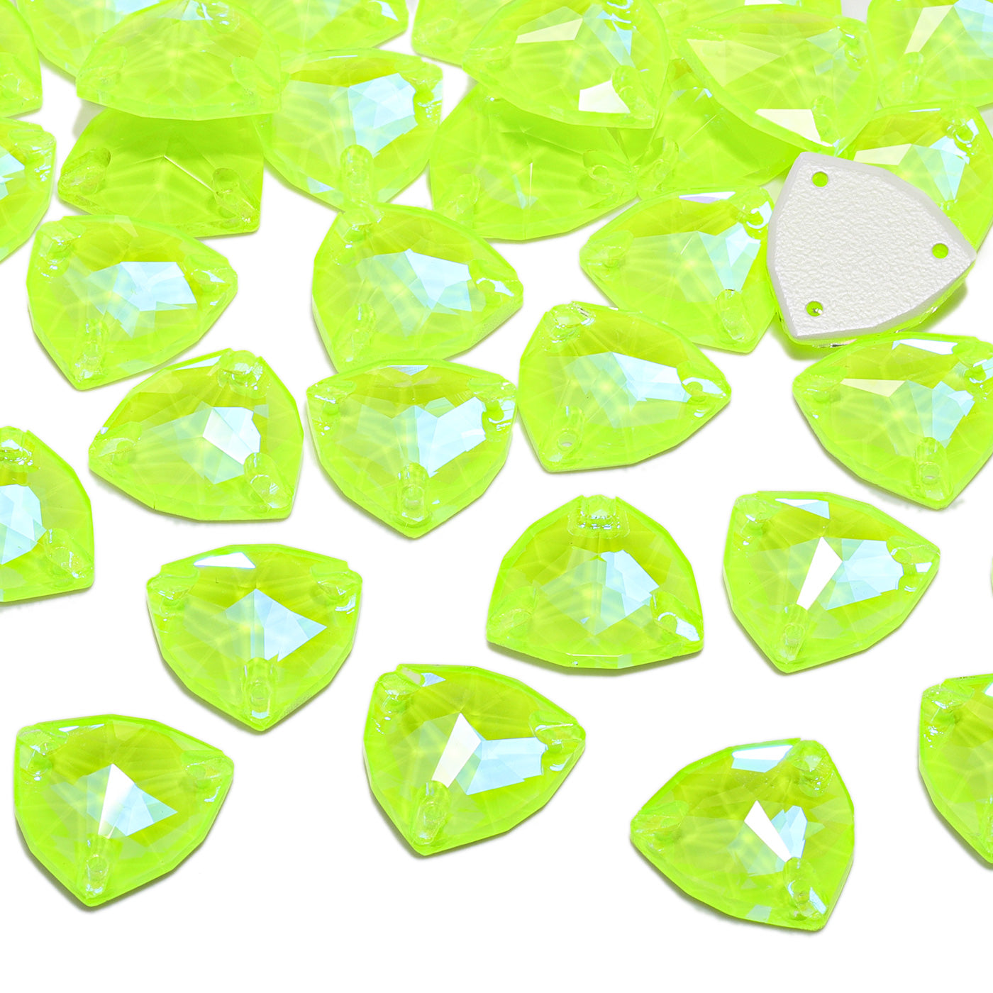 Electric Neon Jonquil Trilliant Shape High Quality Glass Sew-on Rhinestones