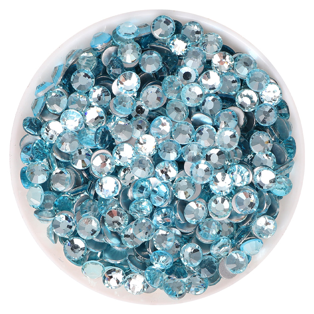 Crushed Ice Blue Glass FlatBack Rhinestones Silver Back