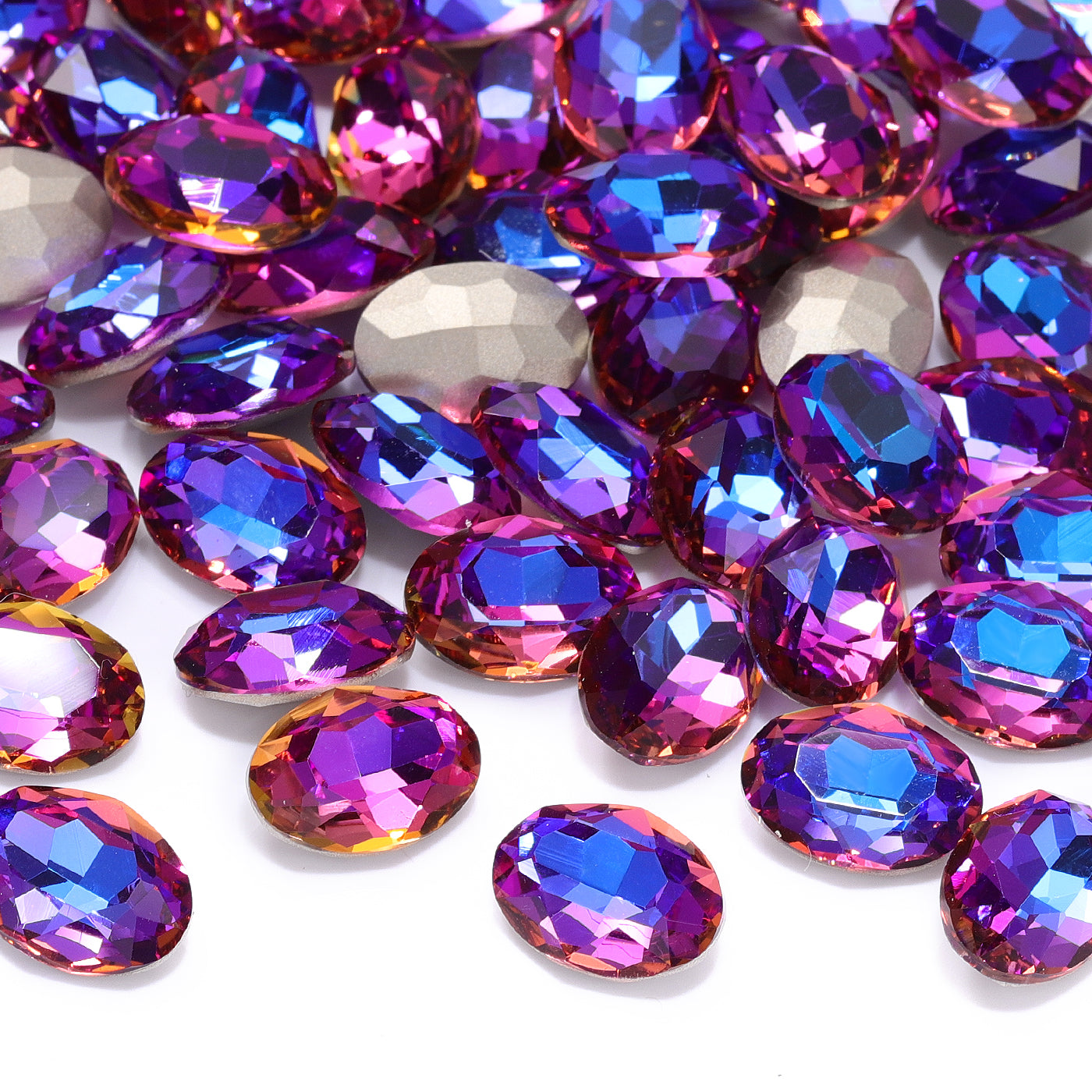 Violet Blue Oval Shape High Quality Glass Pointed Back Fancy Rhinestones