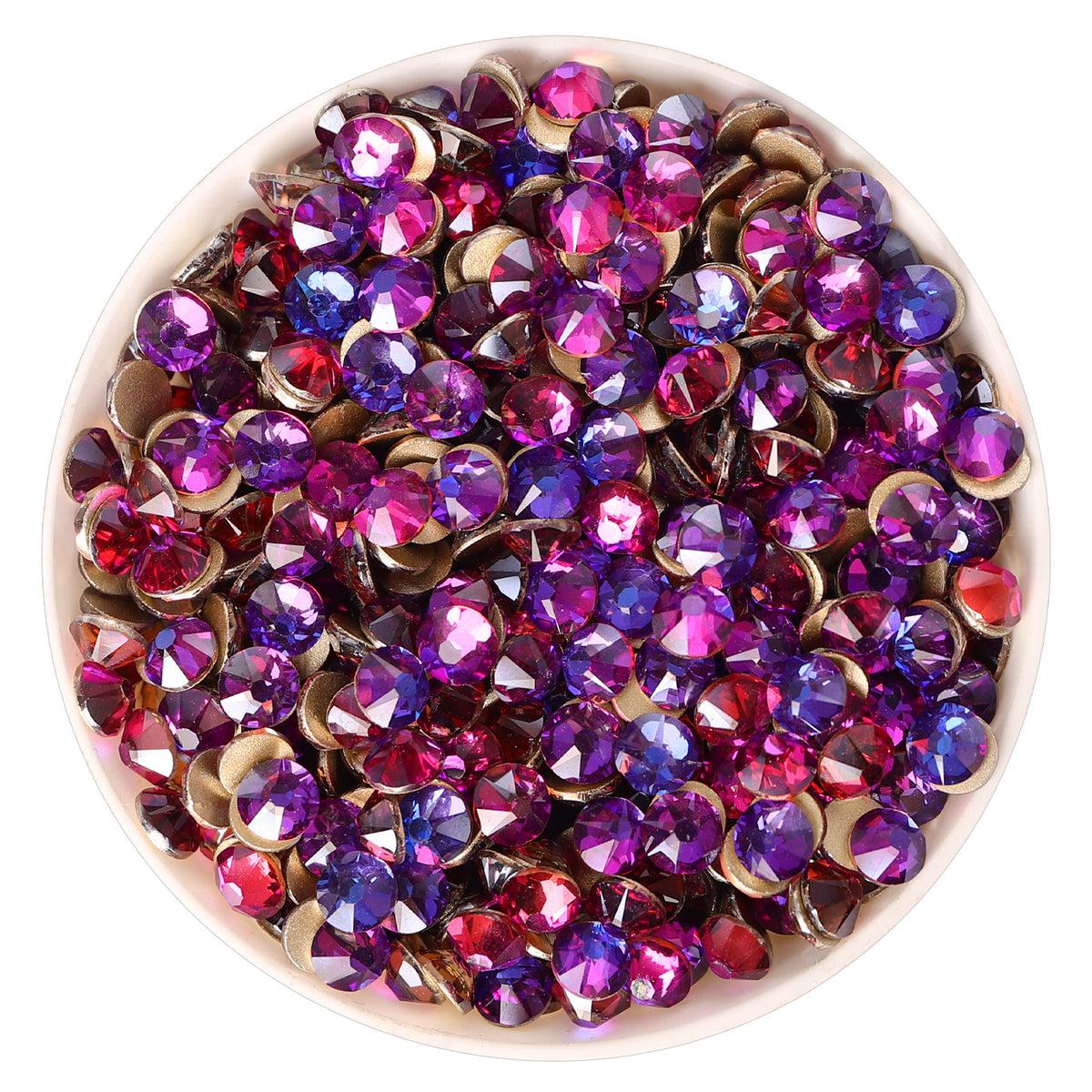 Purple Majesty Glass Flat Back Glue-On Rhinestones 16 Cut Facets