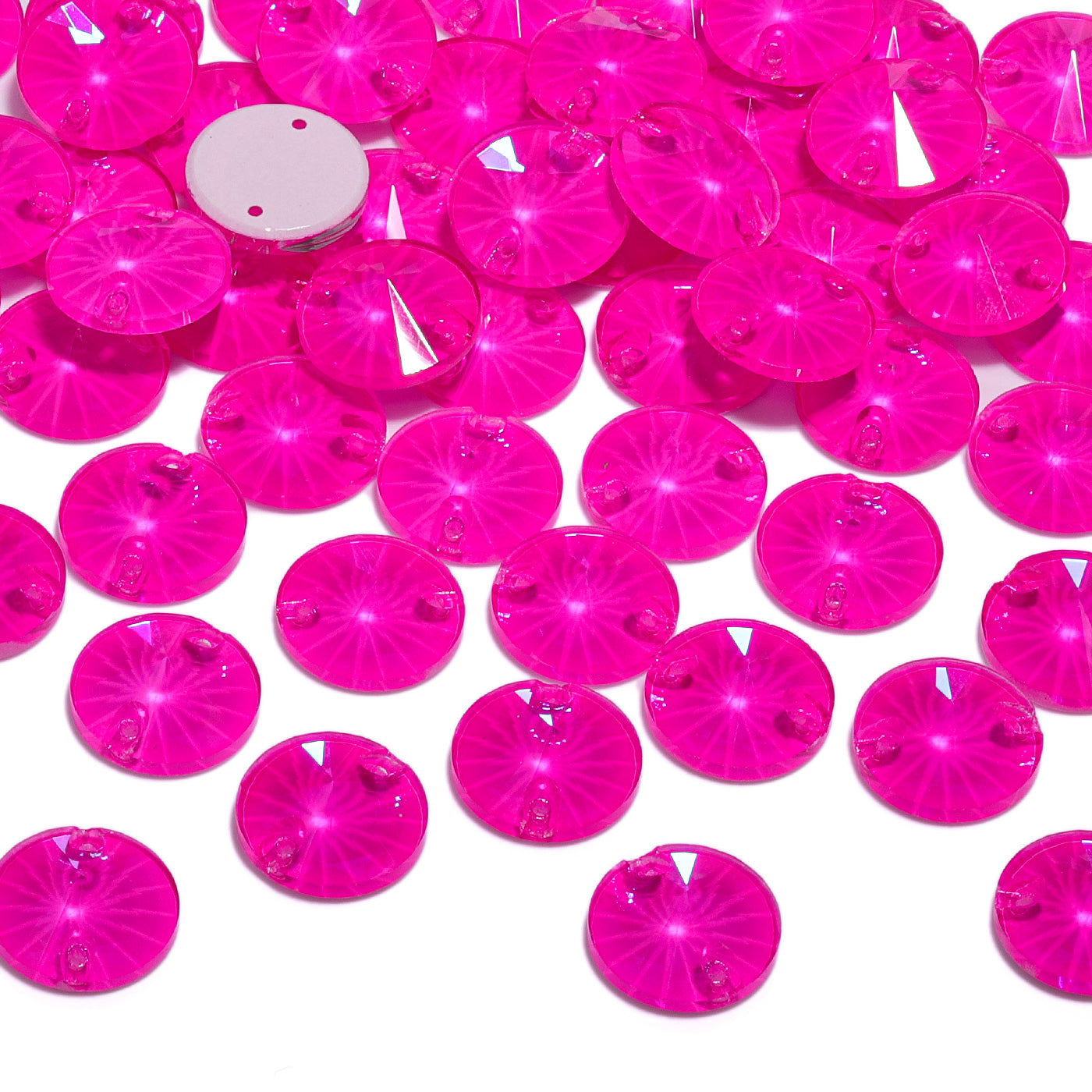 Electric Neon Fuchsia Rivoli Shape High Quality Glass Sew-on Rhinestones