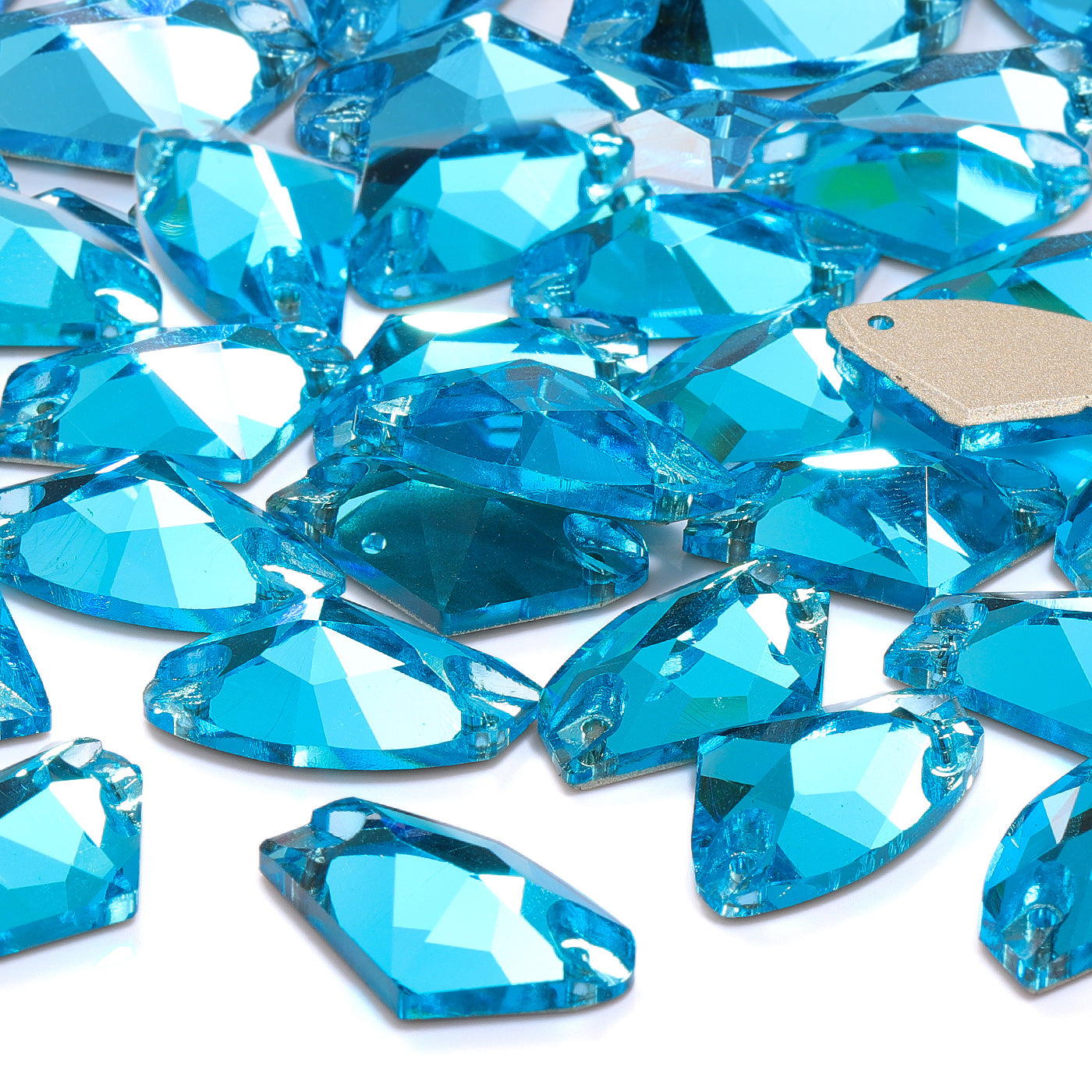 Aquamarine Galactic Shape High Quality Glass Sew-On Rhinestones