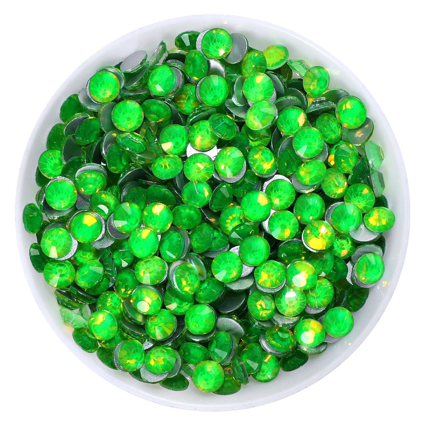 Flashing Brilliant Green Glass FlatBack Rhinestones Silver Back WholesaleRhinestone