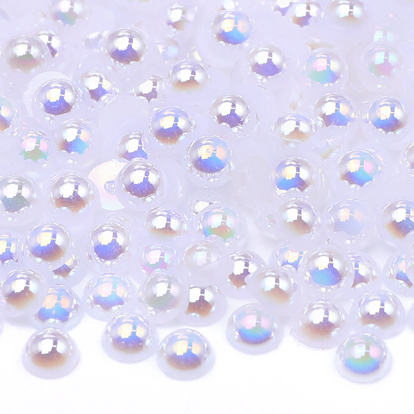 White AB Resin Flat Back Pearls Multi Sizes