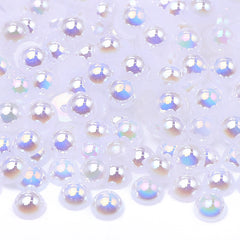 White AB Resin Flat Back Pearls Multi Sizes