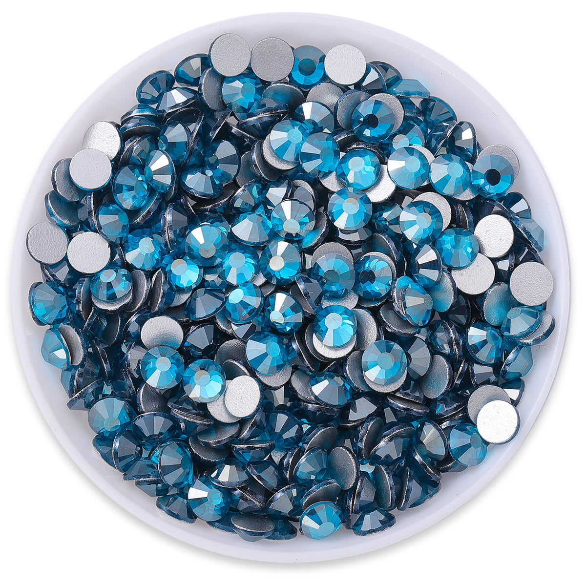 Star Indicolite Glass FlatBack Rhinestones Silver Back