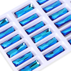 Bermuda Blue Princess Baguette Shape High Quality Glass Pointed Back Fancy Rhinestones