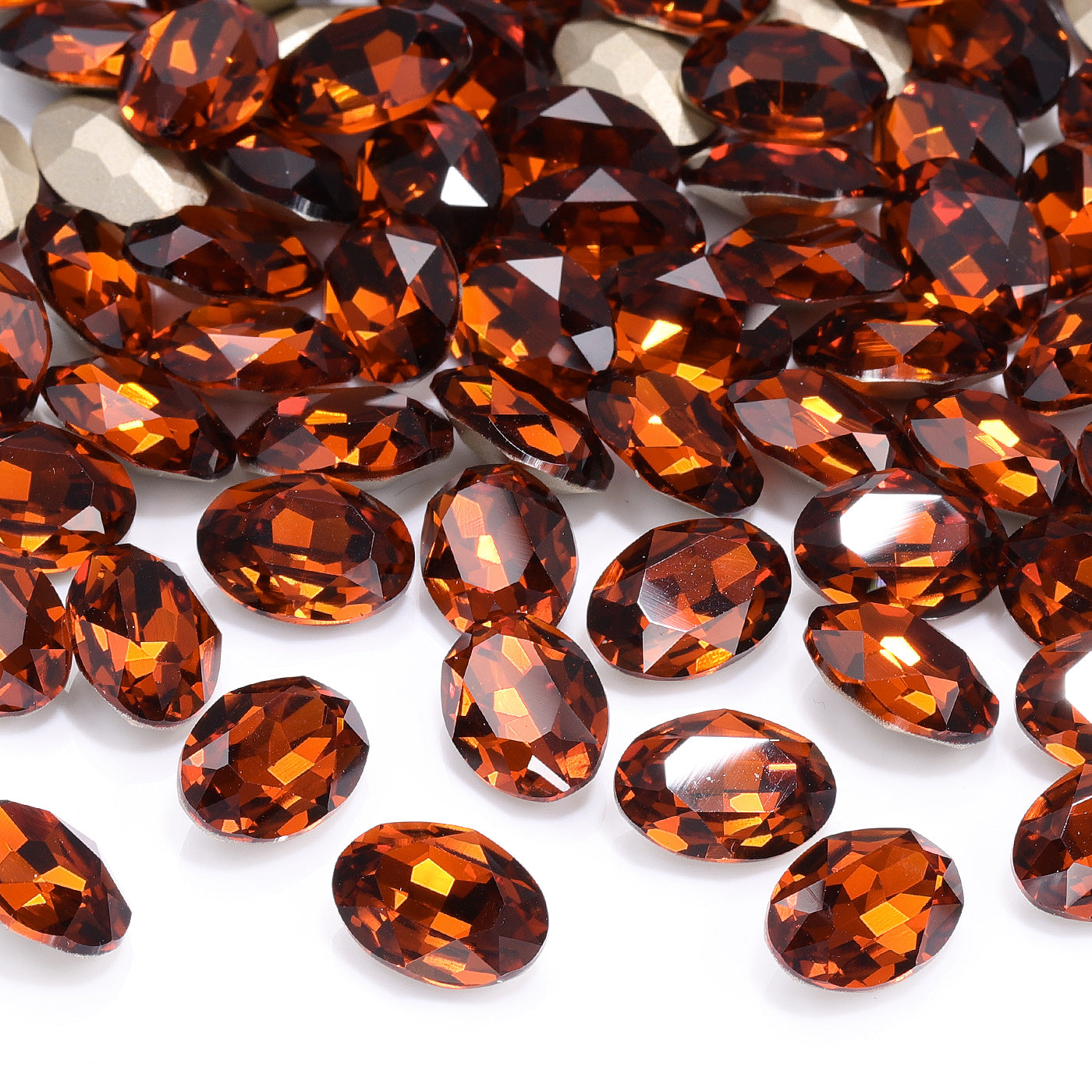 Tangerine Oval Shape High Quality Glass Pointed Back Fancy Rhinestones