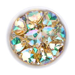 Luminous Green Trilliant Shape High Quality Glass Sew-on Rhinestones