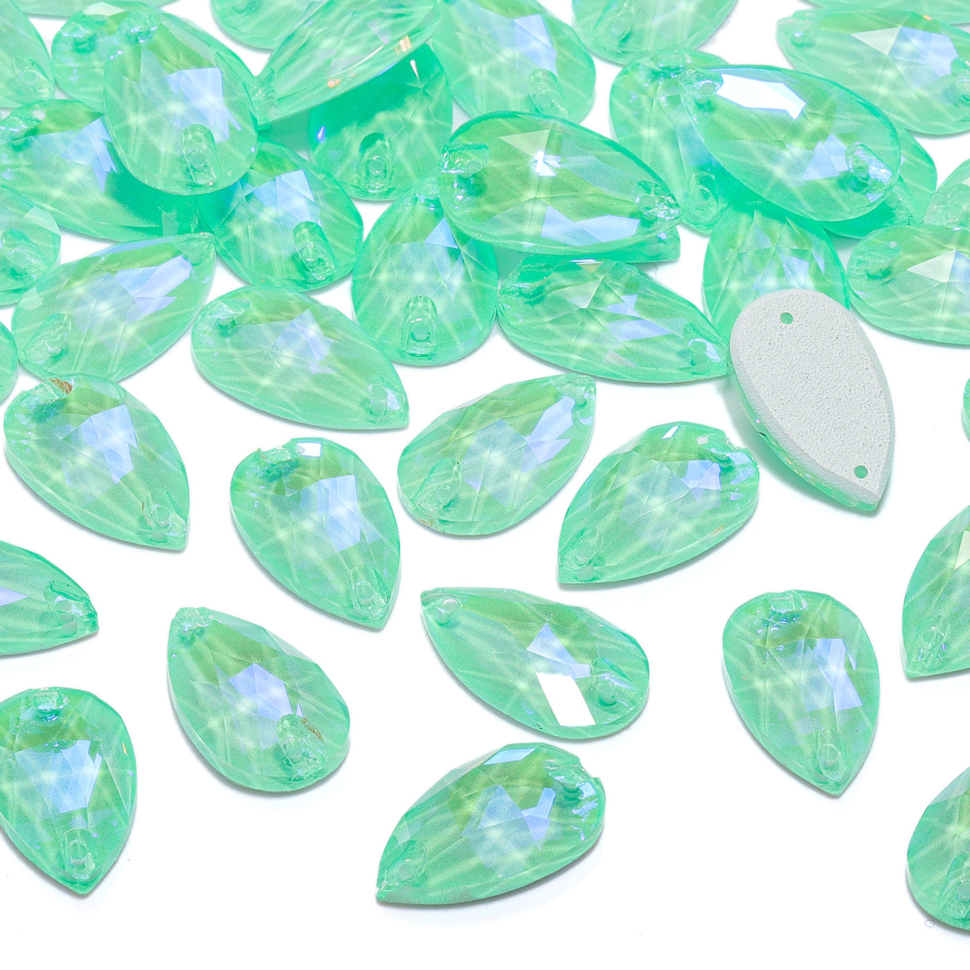 Electric Neon Greenwrap Drop Shape High Quality Glass Sew-on Rhinestones