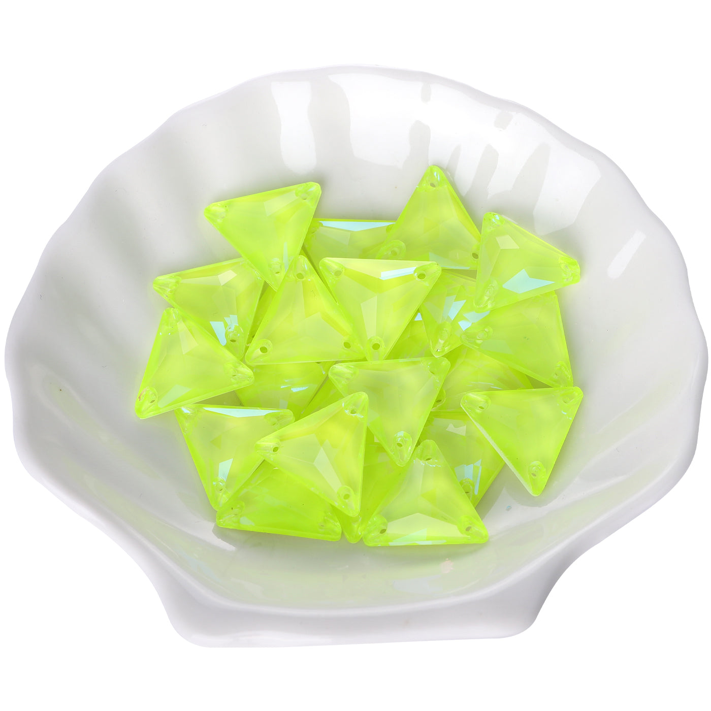 Electric Neon Jonquil Triangle Shape High Quality Glass Sew-on Rhinestones