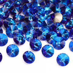 Bermuda Blue Rivoli Shape High Quality Glass Pointed Back Fancy Rhinestones