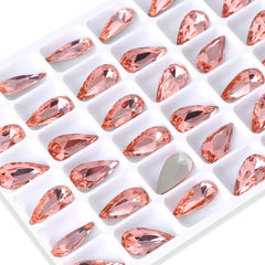 Light Peach Teardrop Shape High Quality Glass Pointed Back Fancy Rhinestones