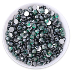 Star Dark Green Glass FlatBack Rhinestones Silver Back