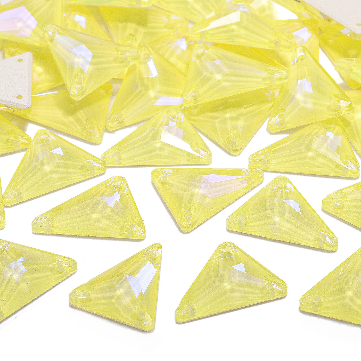 Electric Neon Light Topaz Slim Triangle Shape High Quality Glass Sew-on Rhinestones