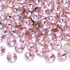 Light Rose Dome Round Shape High Quality Glass Pointed Back Fancy Rhinestones