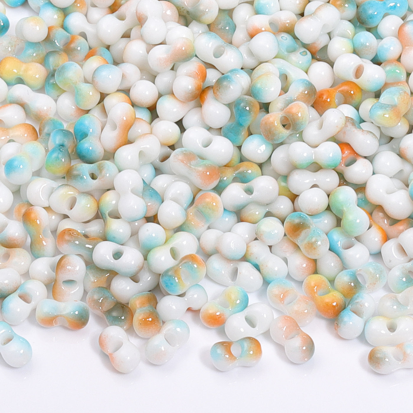 Various Colors Rainbow Effect Peanut Beads Shape Glass Seed Beads