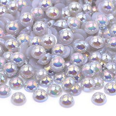 Light Silver Gray AB Resin Flat Back Pearls Multi Sizes