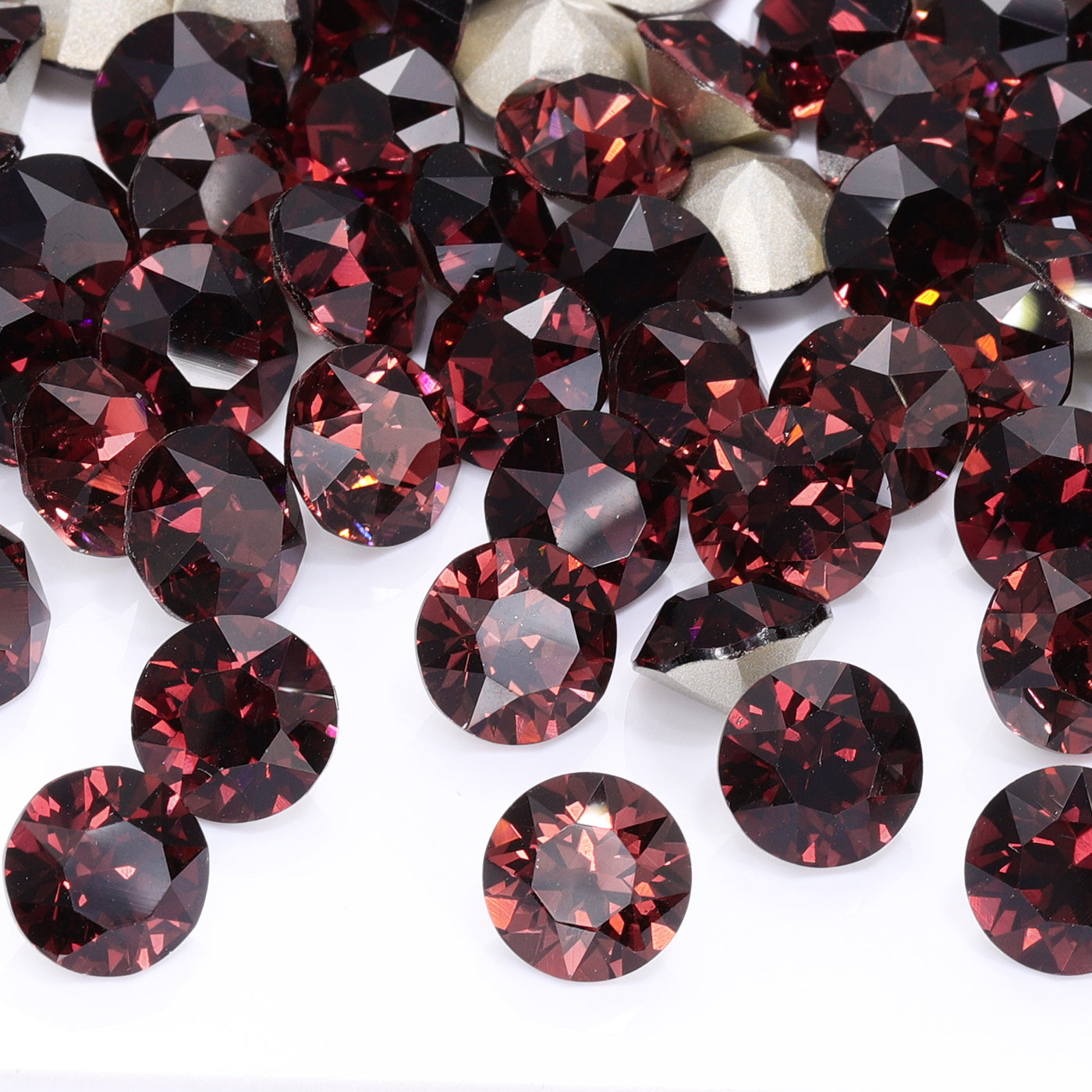 Burgundy XIRIUS Chaton Shape High Quality Glass Pointed Back Fancy Rhinestones