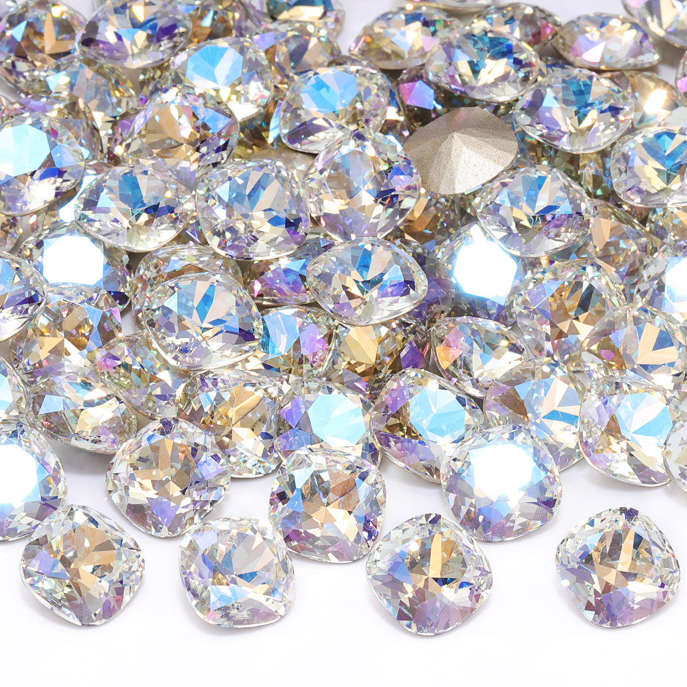 Moonlight Cushion Square Shape High Quality Glass Pointed Back Fancy Rhinestones