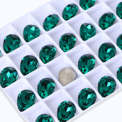 Emerald Pear Shape High Quality Glass Pointed Back Fancy Rhinestones