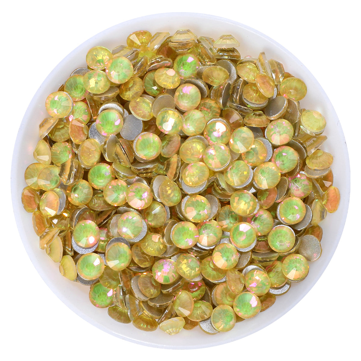 Flashing Desert Yellow Glass FlatBack Rhinestones Silver Back