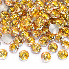 Metallic Sunshine Dome Round Shape High Quality Glass Pointed Back Fancy Rhinestones