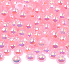 Light Pink AB Resin Flat Back Pearls Multi Sizes